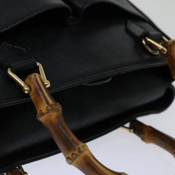 GUCCI Bamboo Hand Bag Leather Black 000 122 0316 Auth 68517 - Picture 6 of 16